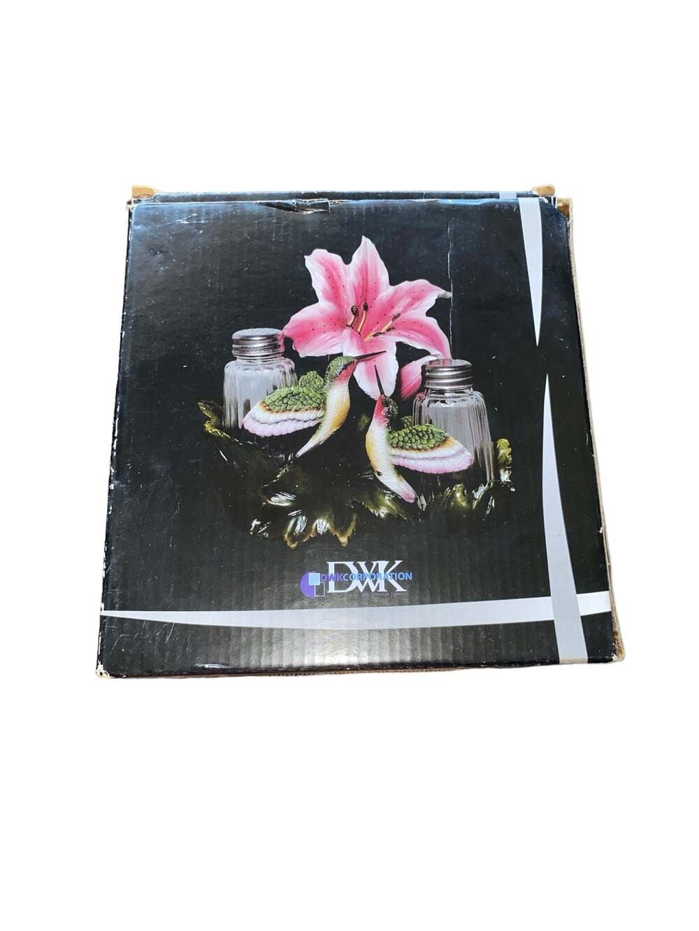 DWK Corporation Decorative Hummingbird and Lily Salt and Pepper Shaker Holder